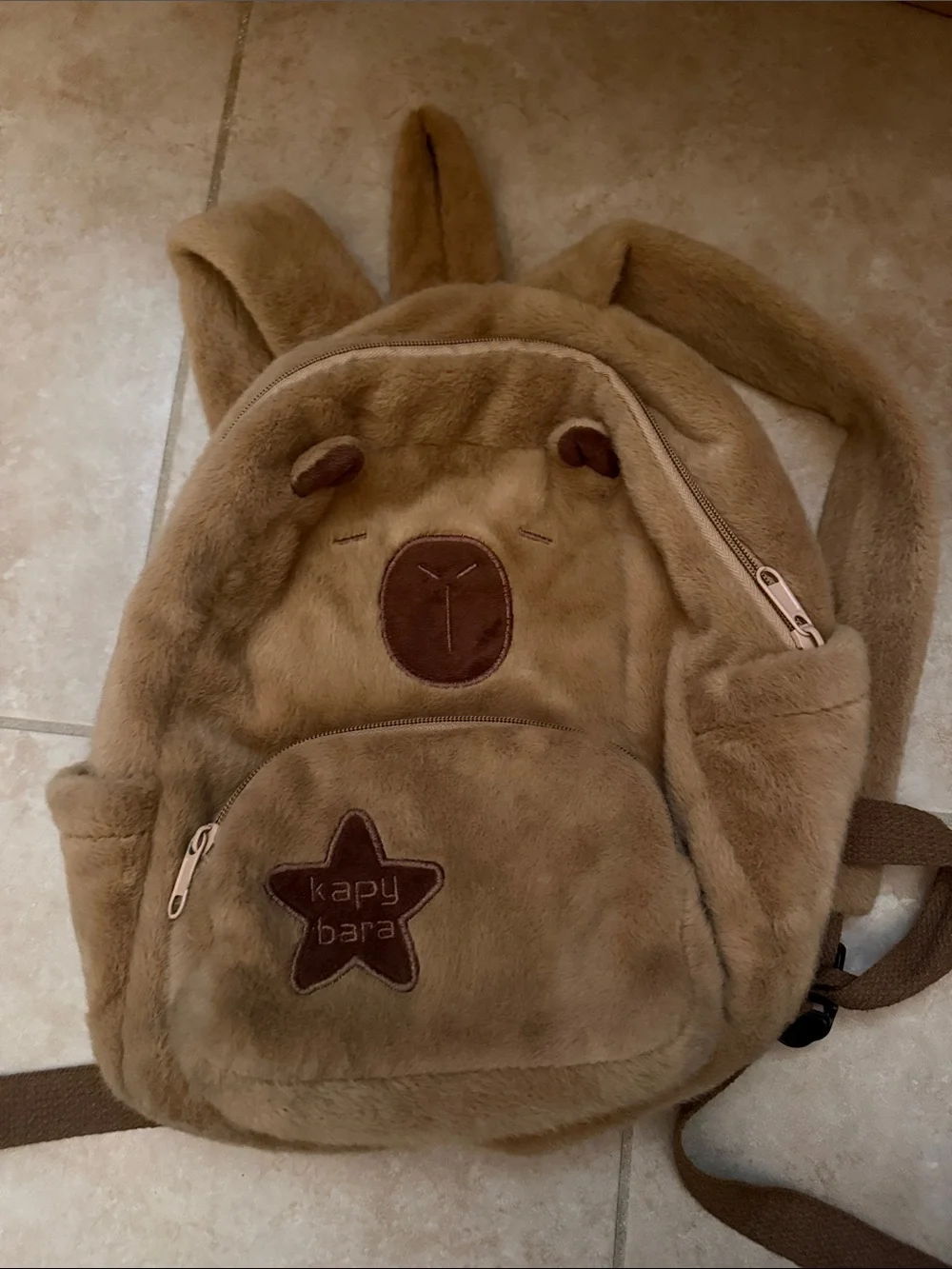 Kids Plush capybara Backpack - Brown